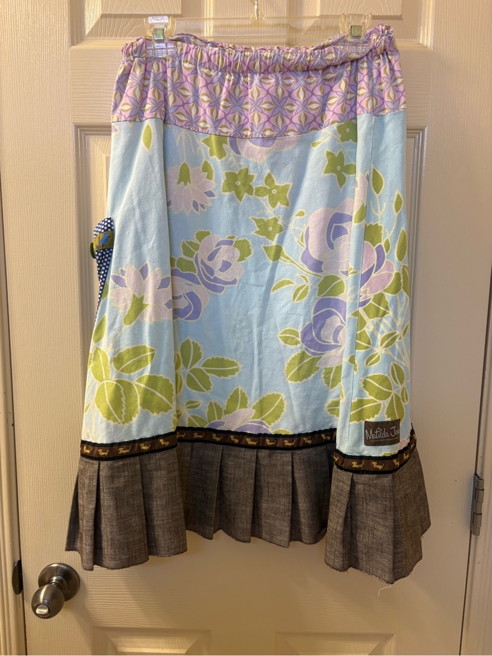 Matilda Jane Pastel Floral A-Line Skirt in Light Blue, Lavender & Green